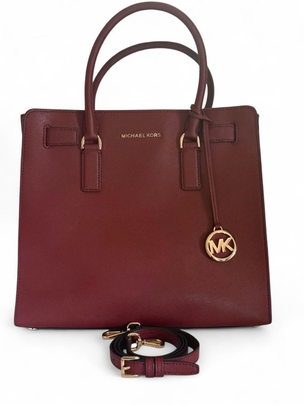 Michael Kors Dillon Satchel Burgundy Saffiano Leather